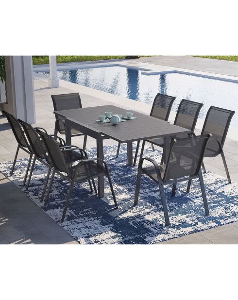Salon de jardin extensible 8 places en polywood gris