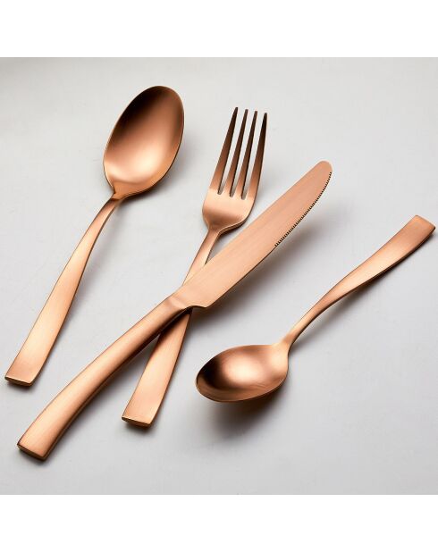 Ménagère en acier inoxydable cuivrée - 24 pièces