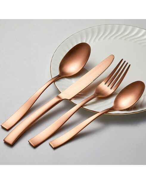 Ménagère en acier inoxydable cuivrée - 24 pièces