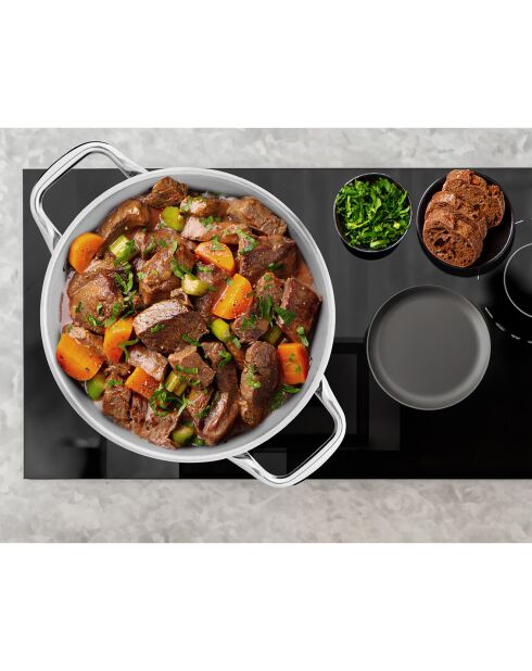 Grijze inductiekookpot met vast deksel - D.32 cm