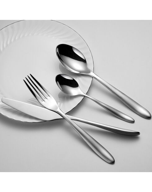 Ménagère en acier inoxydable grise - 24 pièces