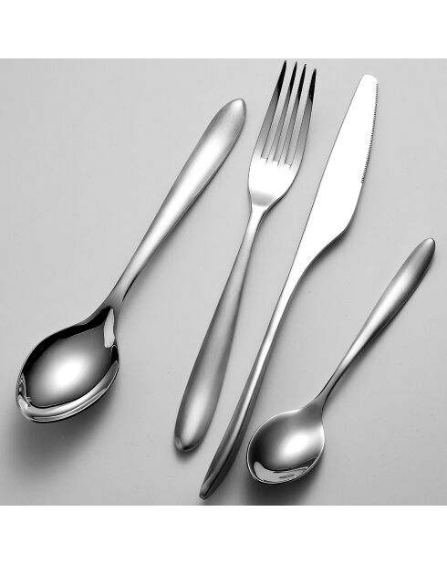 Ménagère en acier inoxydable grise - 24 pièces