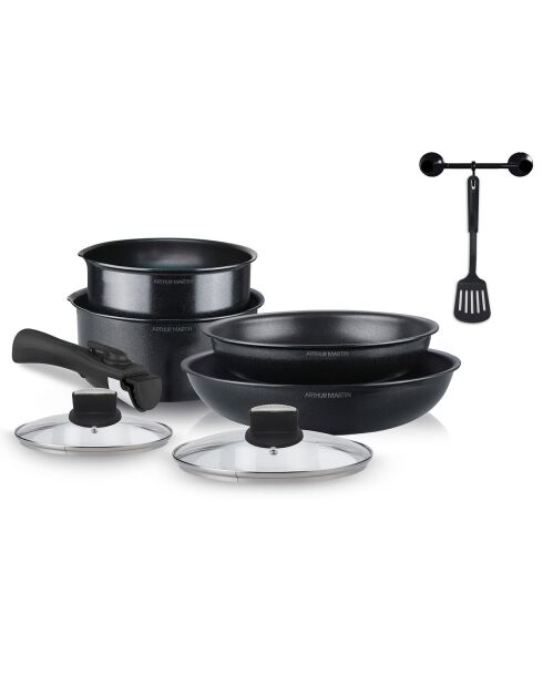 Batterie de cuisine induction noire  - 8 pièces