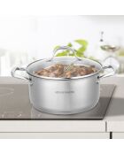 Grijze inductiekookpot met vast deksel - D.32 cm