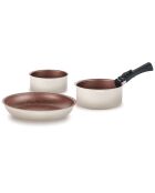 Batterie de cuisine Amovible induction crème  - 18 pièces