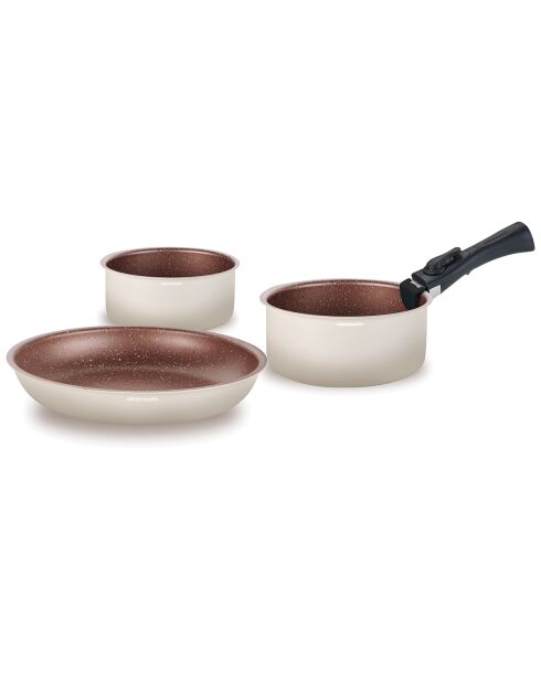 Batterie de cuisine Amovible induction crème  - 18 pièces