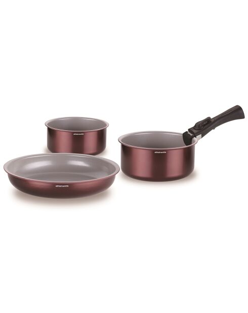 Batterie de cuisine Amovible induction prune - 18 pièces