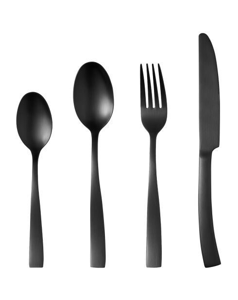 Ménagère en acier inoxydable noire  - 24 pièces