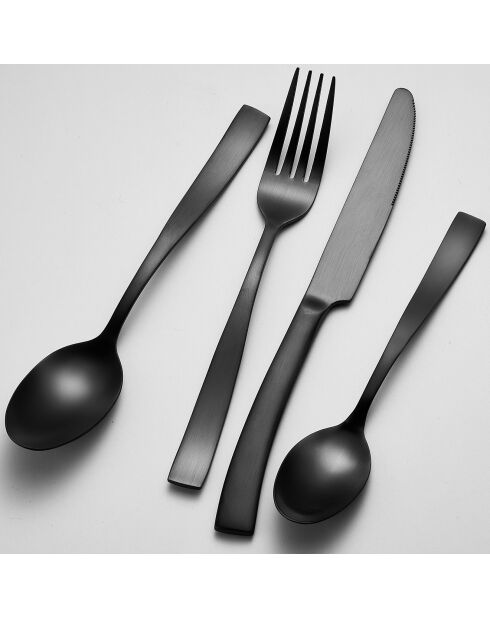 Ménagère en acier inoxydable noire  - 24 pièces