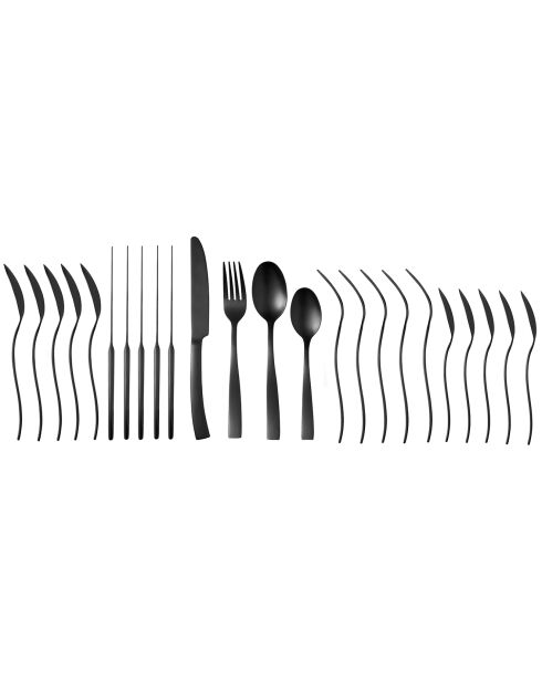 Ménagère en acier inoxydable noire  - 24 pièces