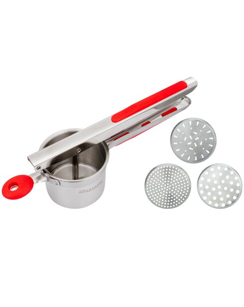 Presse purée gris/rouge - 12x10x32.5 cm