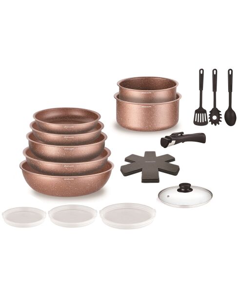 Batterie de cuisine Amovible induction terracota - 18 pièces