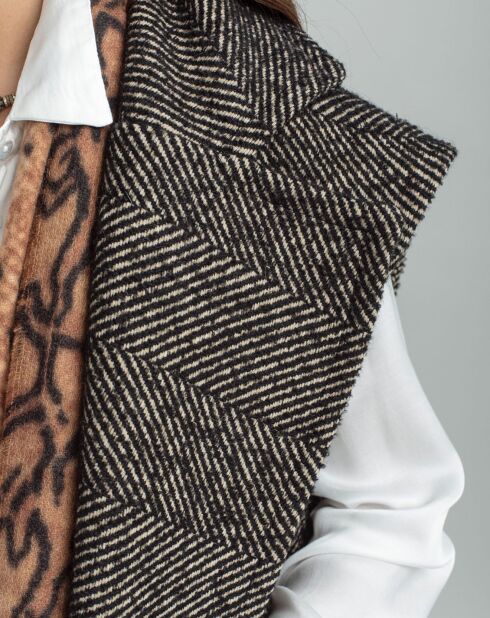 Veste longue sans manches en Laine mélangée Elsa noire