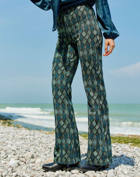 Pantalon Kyllie à motifs bleu