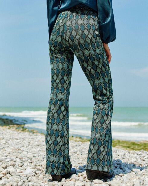 Pantalon Kyllie à motifs bleu