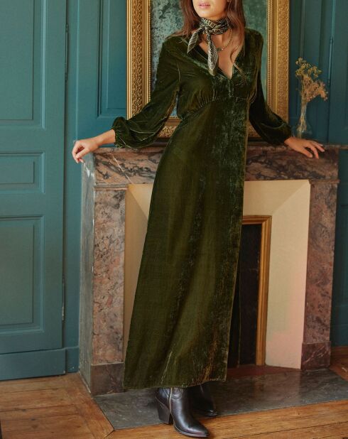 Robe en Velours Solo verte