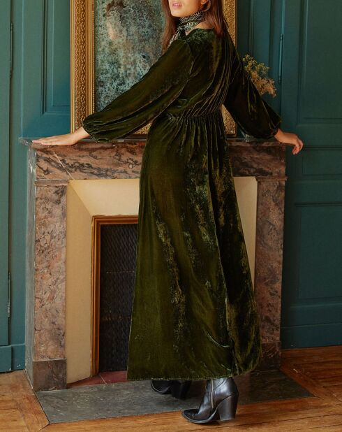 Robe en Velours Solo verte