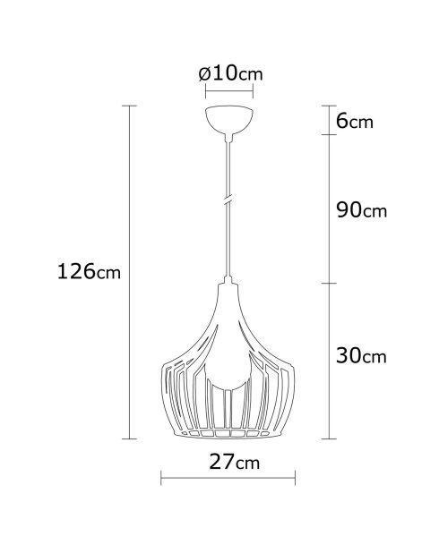Lustre Mézopotamya cuivre - D.27x126 cm