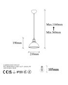 Lustre Varzan noir antique - D.21x36-116 cm