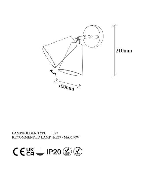 Evander goldene Wandlampe - 10x26x21 cm