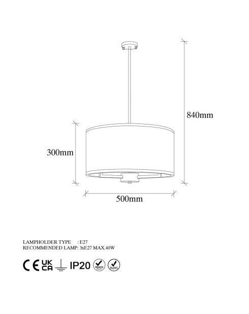 Lustre Chemin ancien - 50x50x84 cm