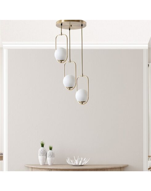 Lustre Ahu  cuivre/blanc - D.30x70 cm