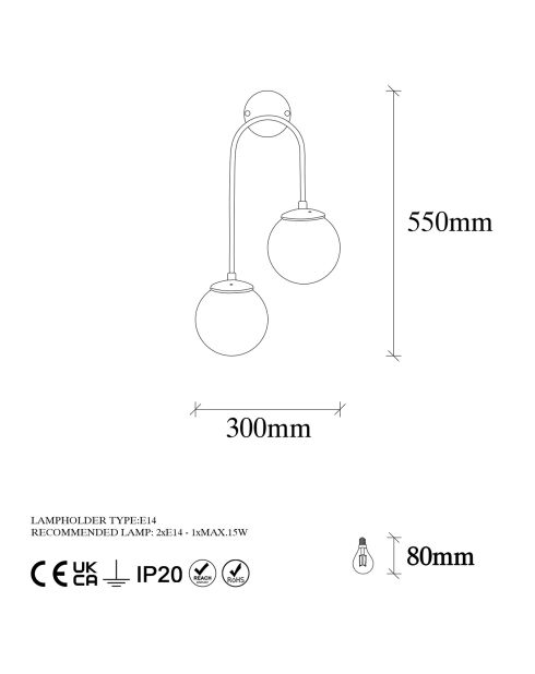Lampada da parete gioiello in oro brillante - 30x55x15 cm