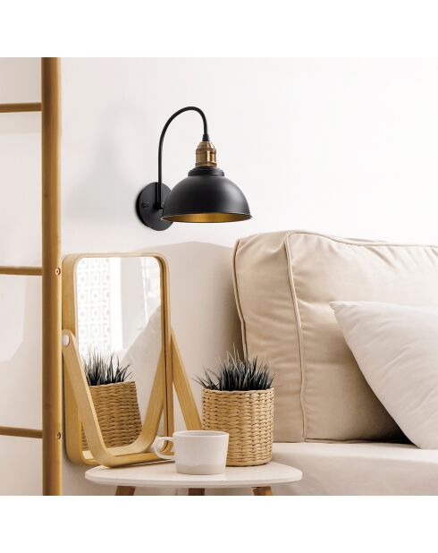 Antieke zwarte Varzan wandlamp - D.21x27x36 cm