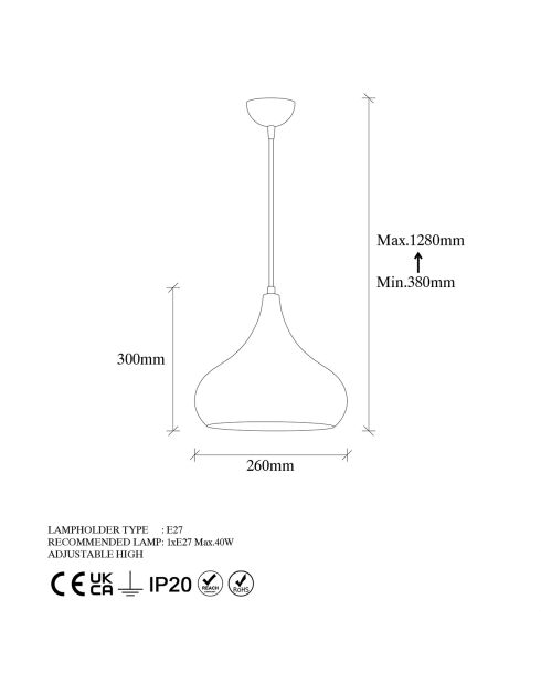 Lampadario Muba multicolore - D.26x38x128 cm