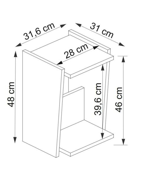 Table d'appoint Clark noyer/beige - 31.6x31x48 cm