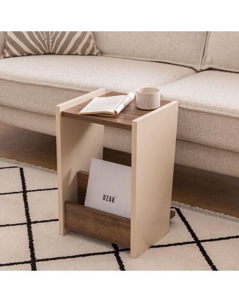 Table d'appoint Clark noyer/beige - 31.6x31x48 cm