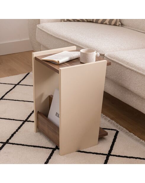 Table d'appoint Clark noyer/beige - 31.6x31x48 cm