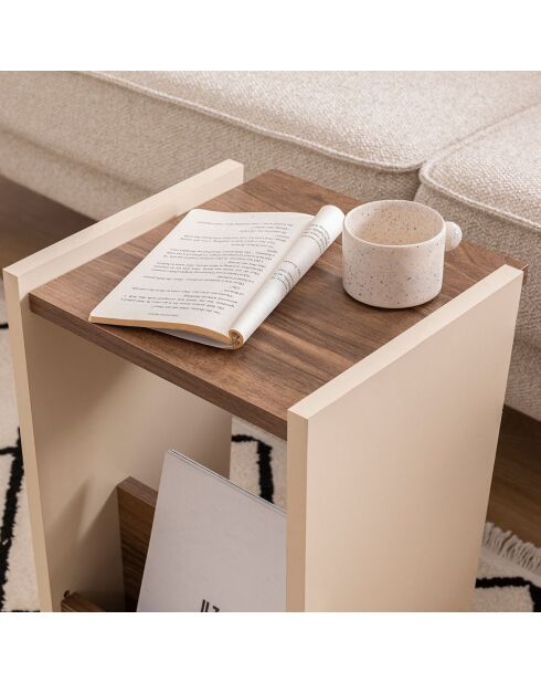 Table d'appoint Clark noyer/beige - 31.6x31x48 cm