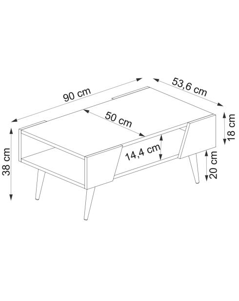 Table basse Clark noyer/beige - 90x53.6x38 cm