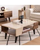 Table basse Clark noyer/beige - 90x53.6x38 cm