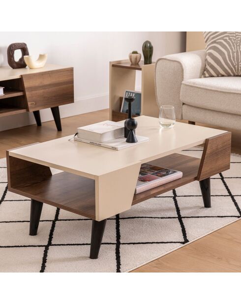 Table basse Clark noyer/beige - 90x53.6x38 cm