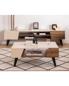 Table basse Clark noyer/beige - 90x53.6x38 cm