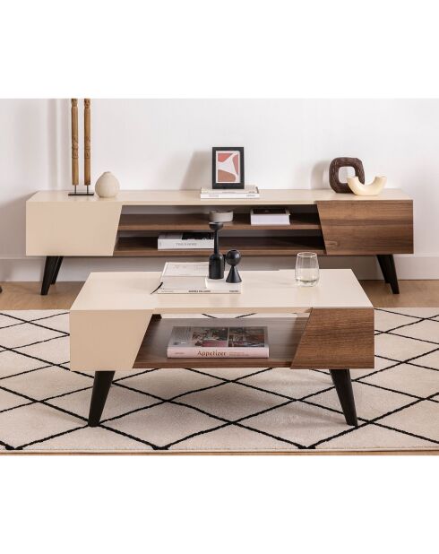 Table basse Clark noyer/beige - 90x53.6x38 cm
