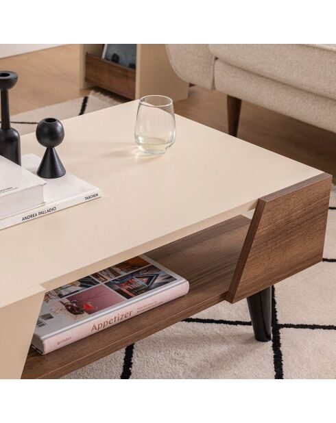 Table basse Clark noyer/beige - 90x53.6x38 cm