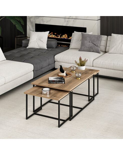 3 Levada notenhouten bijzettafels