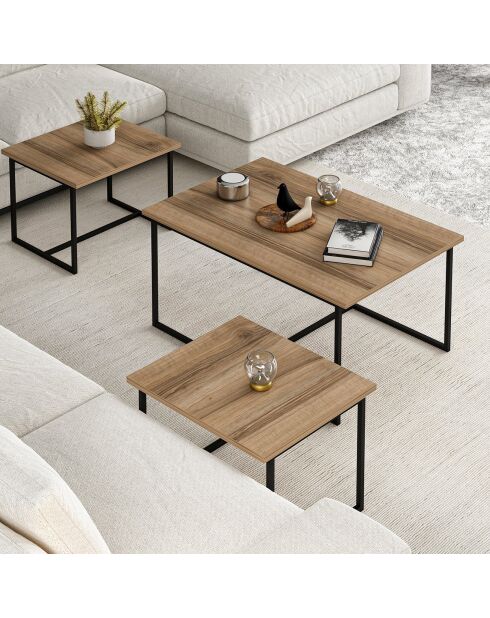 3 Levada notenhouten bijzettafels