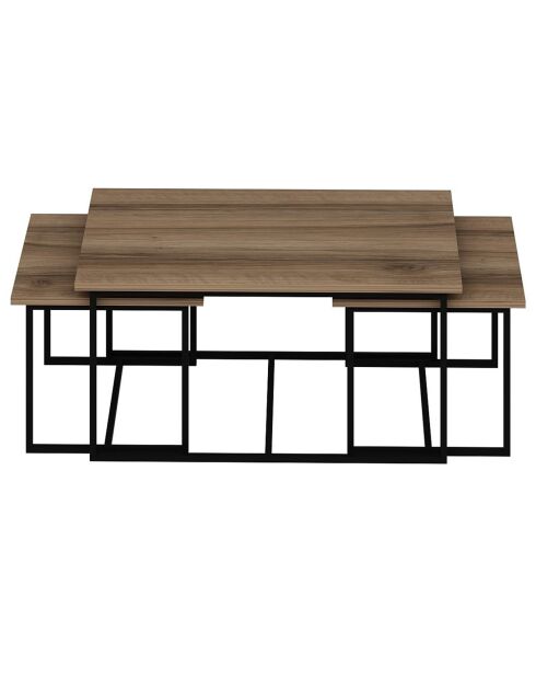 3 Levada notenhouten bijzettafels