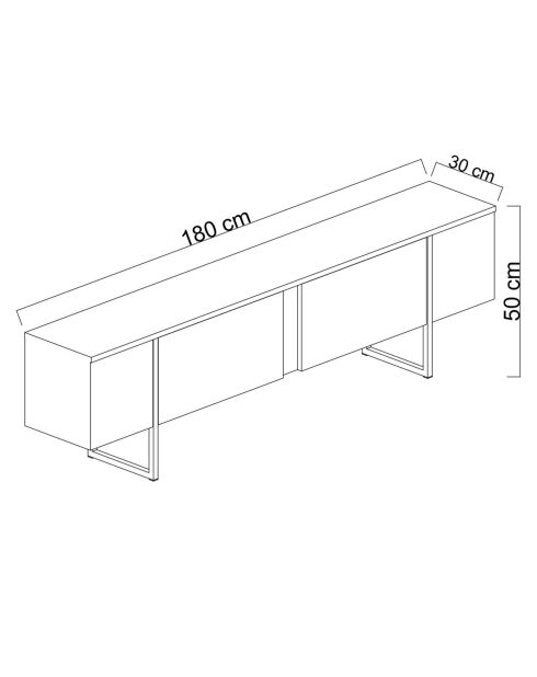 Meuble TV Luxe travertin/doré - 180x30x50 cm