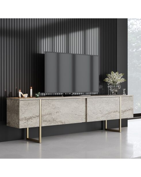 Meuble TV Luxe travertin/doré - 180x30x50 cm