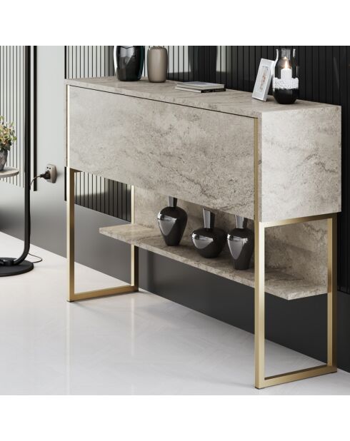 Console Luxe travertin/doré - 120x80x30 cm