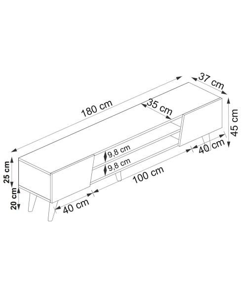 Meuble TV Clark noyer/beige - 180x37x45 cm