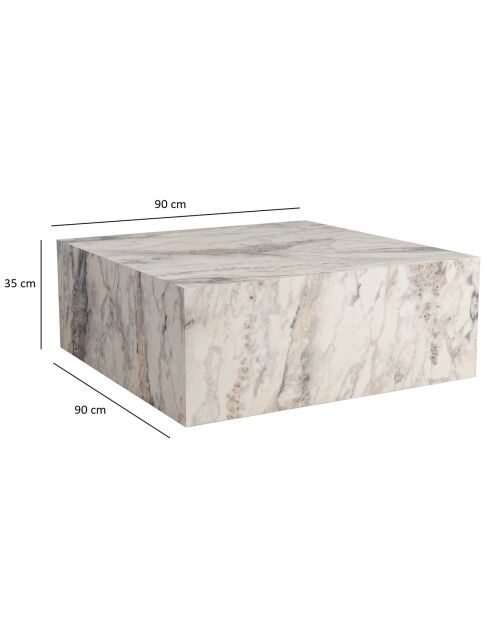 Prizma gemarmerde salontafel - 90x35x90 cm
