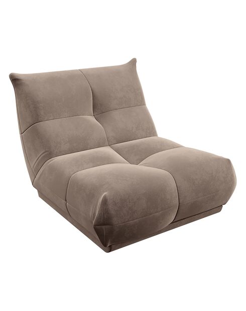 Fauteuil Cozy Velours beige taupe - 90x112x80 cm