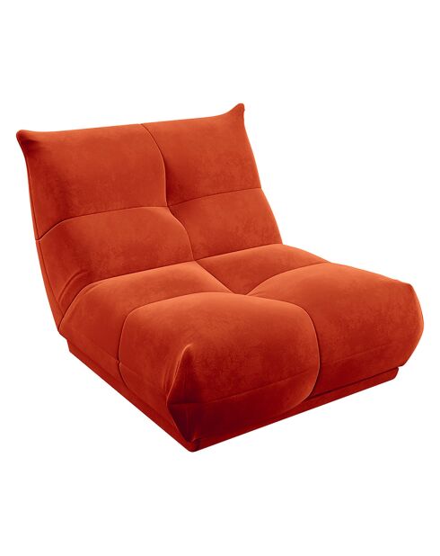 Fauteuil Cozy Velours orange rétro - 90x112x80 cm