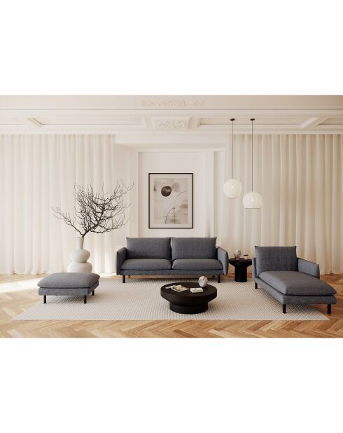 Isak 4-zitsbank antracietgrijs gelusde stof - 215x92x85 cm